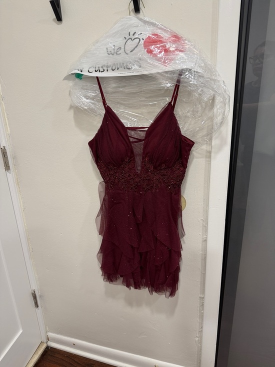 pear culture Dresses & Skirts - EUC Sleeveless Burgundy V-Neck Prom Dress